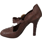 Dolce & Gabbana Brown Floral Crystal CINDERELLA Heels Shoes LA7288-40