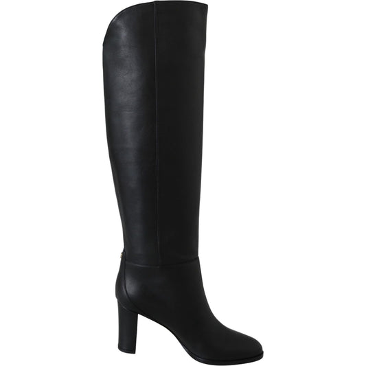 Jimmy Choo Elegant Black Calf Leather Heeled Boots Jimmy Choo Black