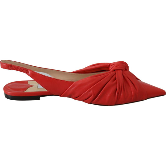 Jimmy Choo Chic Red Pointed Toe Leather Flats 191714981690