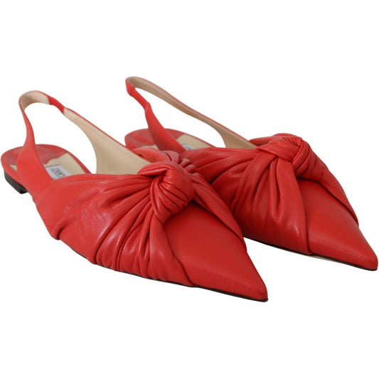 Jimmy Choo Chic Red Pointed Toe Leather Flats 191714981690