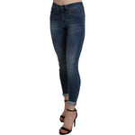 Ermanno Scervino Blue Washed High Waist Skinny Cropped Cotton Jeans PAN71140-28