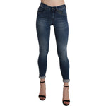 Ermanno Scervino Blue Washed High Waist Skinny Cropped Cotton Jeans PAN71140-28
