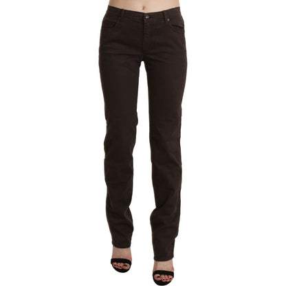 Ermanno Scervino Brown Mid Waist Skinny Slim Trouser Cotton Jeans