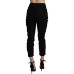 Acht Black High Waist Skinny Cropped Cotton Capri Pant PAN71211-42
