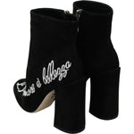 Dolce & Gabbana Black Suede L'Amore E'Bellezza Boots Shoes LA8143-35