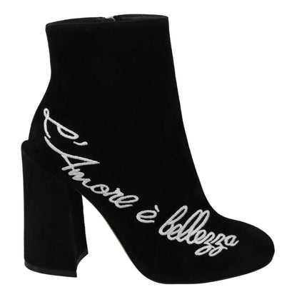 Dolce & Gabbana Black Suede L'Amore E'Bellezza Boots Shoes