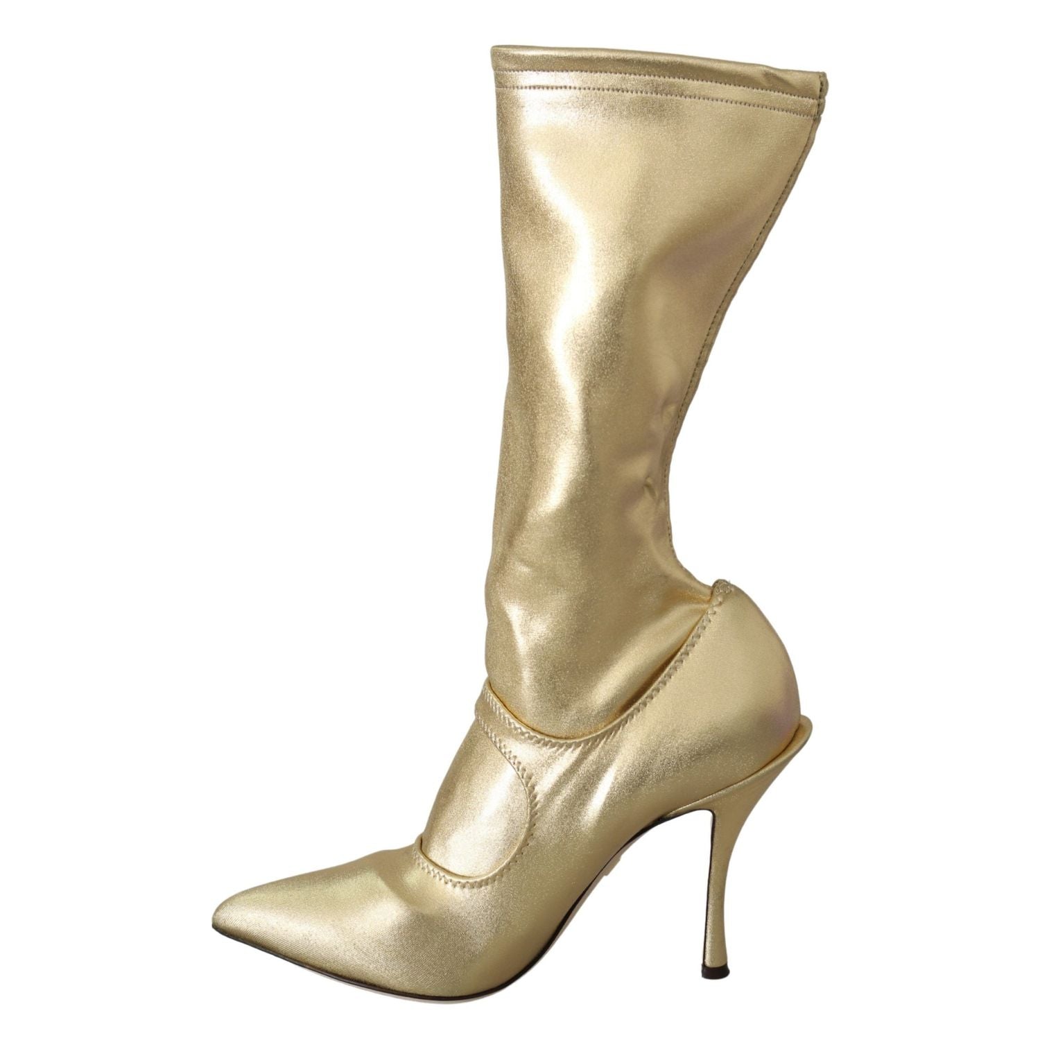 Dolce & Gabbana Gold Rhinestones Ankle Boots Socks Shoes