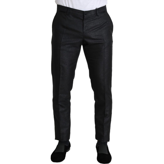 Dolce & Gabbana Elegant Metallic Black Dress Pants Jeans & Pants Dolce & Gabbana Black