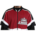 Dolce & Gabbana Red Black AMORE Sport Full Zipper Sweater JKT2696-48