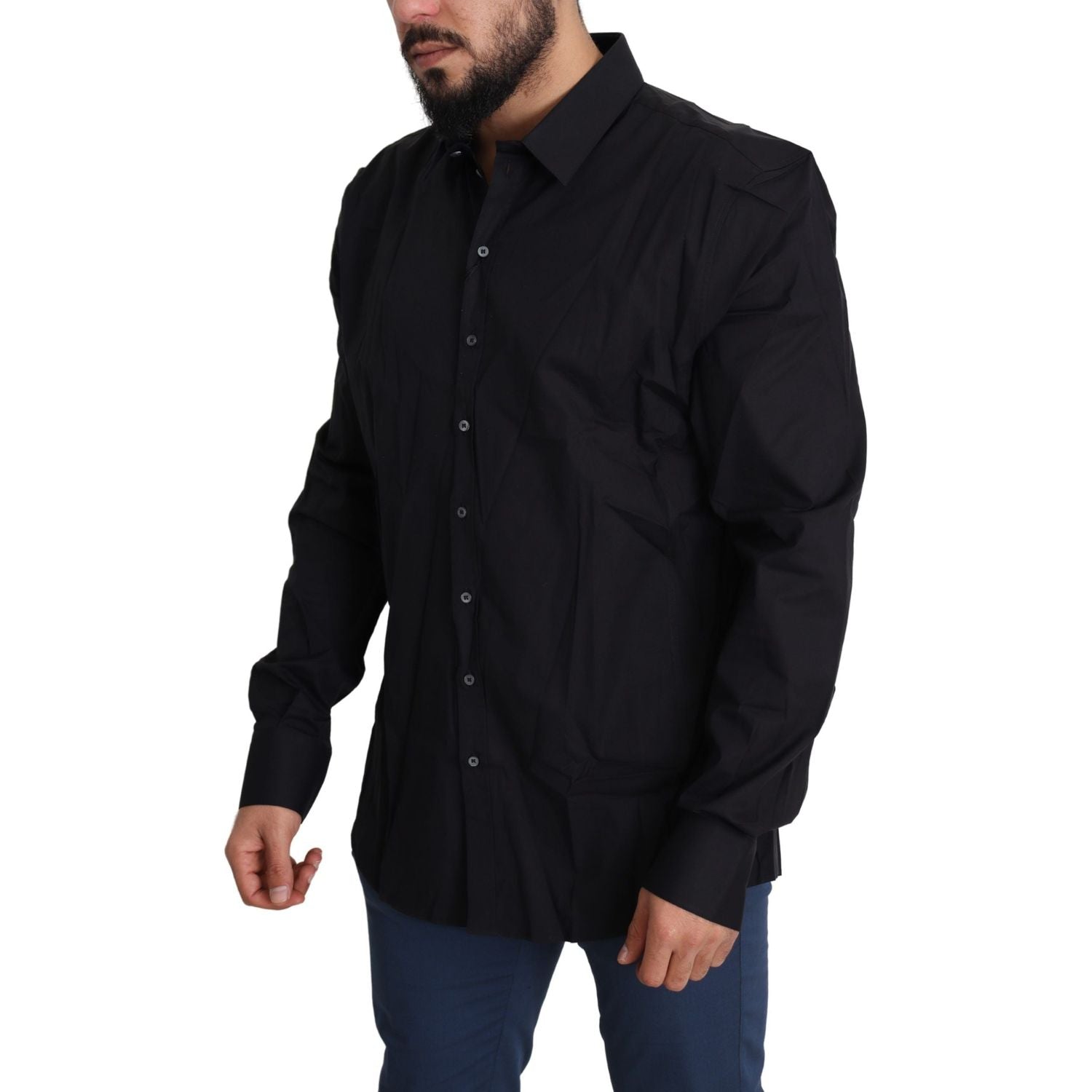 优雅修身黑色正装衬衫