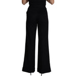 Dolce & Gabbana Black Cashmere Wide Leg Women Trouser Pants PAN71625-38