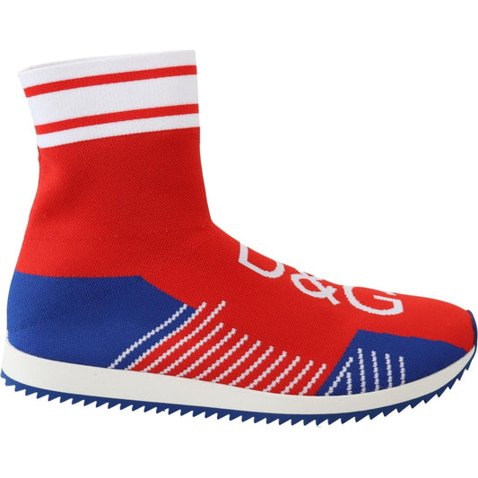 Dolce & Gabbana Blue Red Sorrento Logo Sneakers Socks Shoes MV3708-39