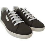 Dolce & Gabbana Sleek White Leather Low Top Sneakers Dolce & Gabbana Gray