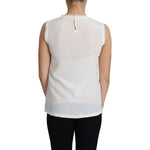 Dolce & Gabbana White Blouse Silk Lace Trimmed Sleeveless Top TSH5857-38