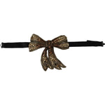 Dolce & Gabbana Gold Tone Silk Rhinestone Embellished Women Bowtie SMY100469