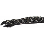 Dolce & Gabbana Black Leather Crystal Beaded Finger Free Gloves GLO020-7