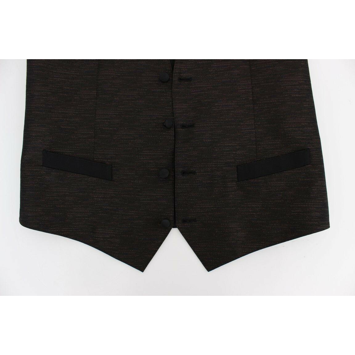 优雅棕黑色羊毛混纺连衣裙背心