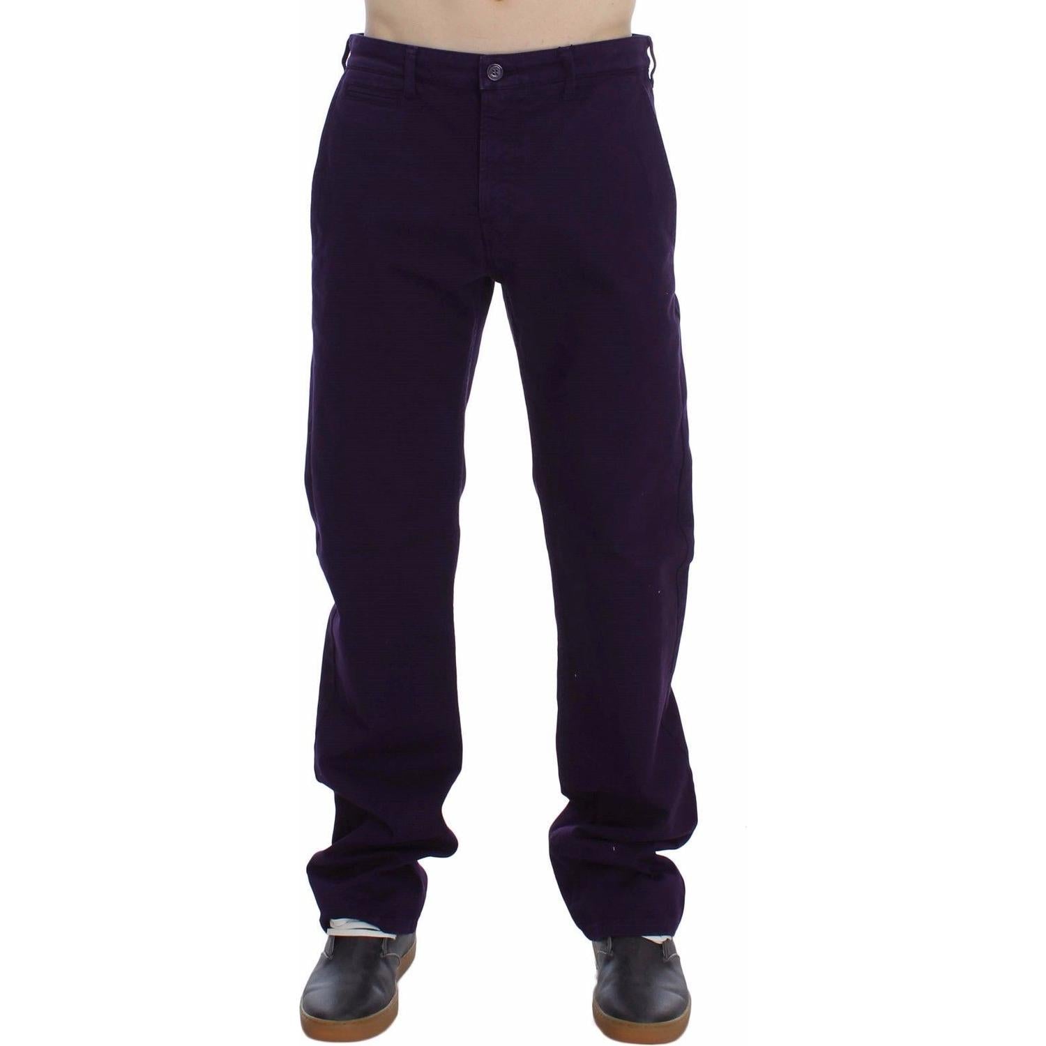 GF Ferre Purple Cotton Stretch Purple Fit  Pants