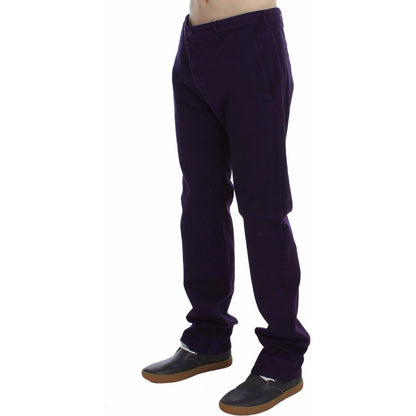 GF Ferre Purple Cotton Stretch Purple Fit Pants