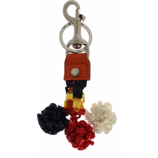 Dolce & Gabbana Sicilian Raffia Charm Keyring Keychain Dolce & Gabbana Dark Gray