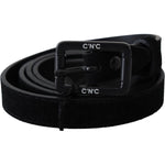 Costume National Black Leather Velvet Buckle Waist Belt BEL8072-100