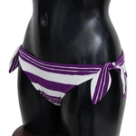Dolce & Gabbana Purple White Stripes Beachwear Bikini Bottom BIK1216-IT2