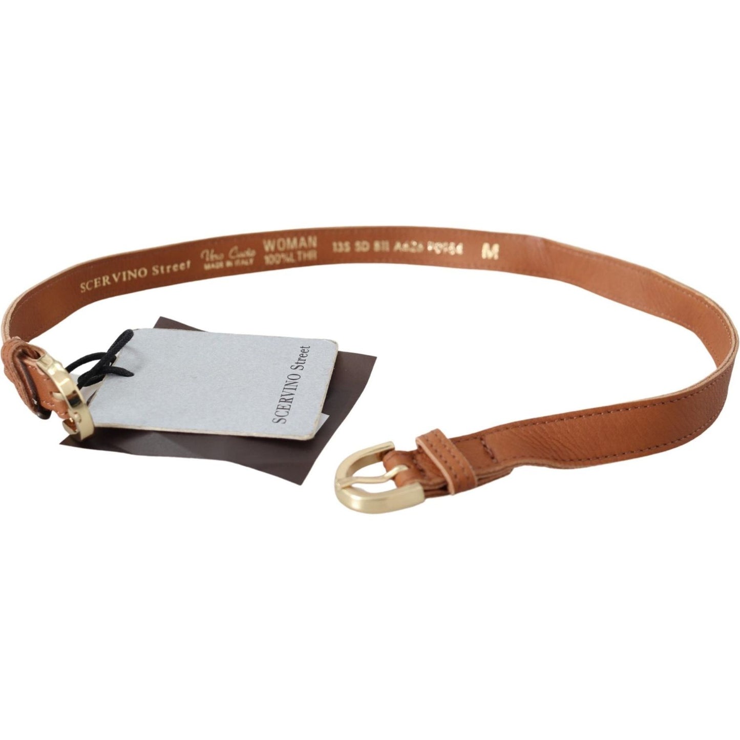 Scervino Street Light Brown Leather Gold Double Buckle Waist Belt BEL8118-65