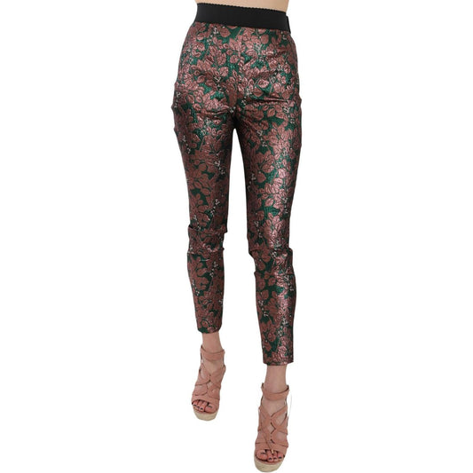 Dolce & Gabbana Multicolor Iridescent Brocade Jacquard Trousers Crop Pants PAN70014-36