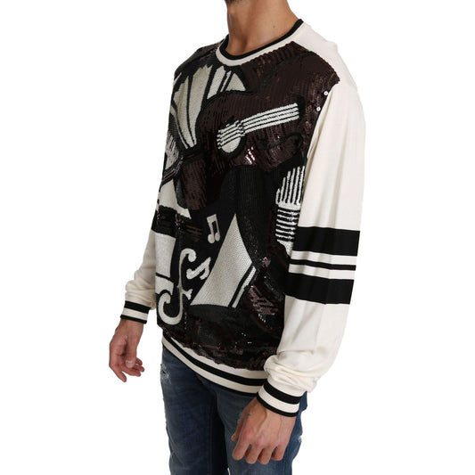 Dolce & Gabbana New York Jazz Sequined Silk Sweater Dolce & Gabbana Black