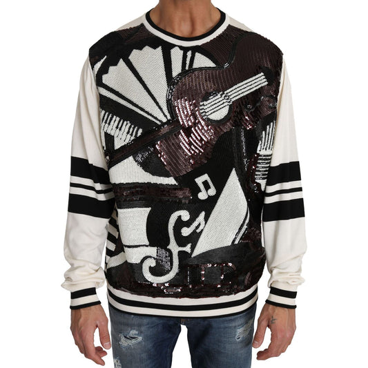 Dolce & Gabbana New York Jazz Sequined Silk Sweater Dolce & Gabbana Dark Slate Gray