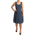 Dolce & Gabbana Blue Dotted Cotton A-Line Gown Dress DR2745-IT40