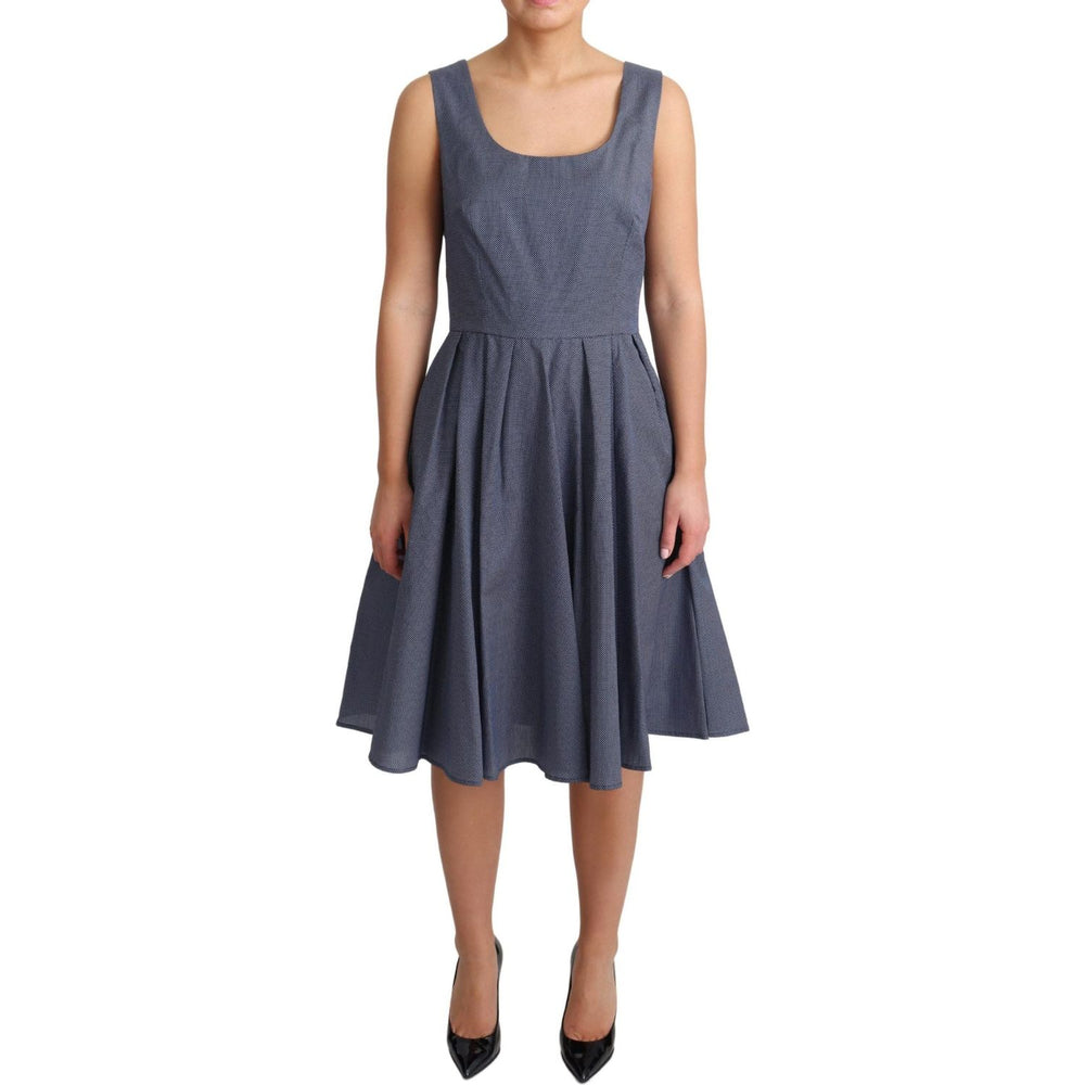 Dolce & Gabbana Blue Polka Cotton A-Line Stretch Dress DR2749-IT42