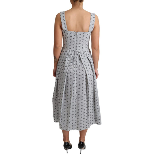 Dolce & Gabbana Blue White Floral Cotton A-Line Dress DR2752-40