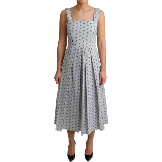 Dolce & Gabbana Blue White Floral Cotton A-Line Dress DR2752-40
