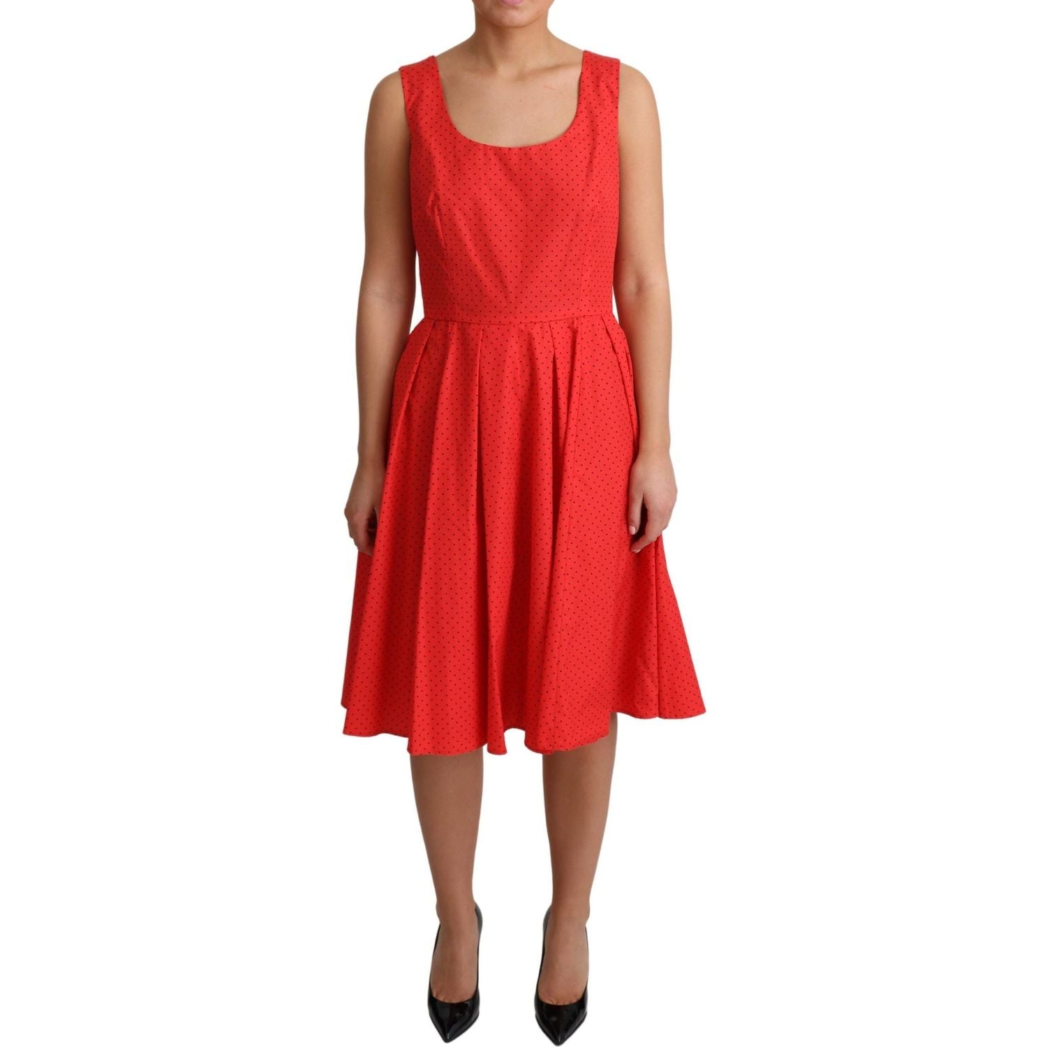 Dolce & Gabbana Red Polka Dotted Cotton A-Line  Dress