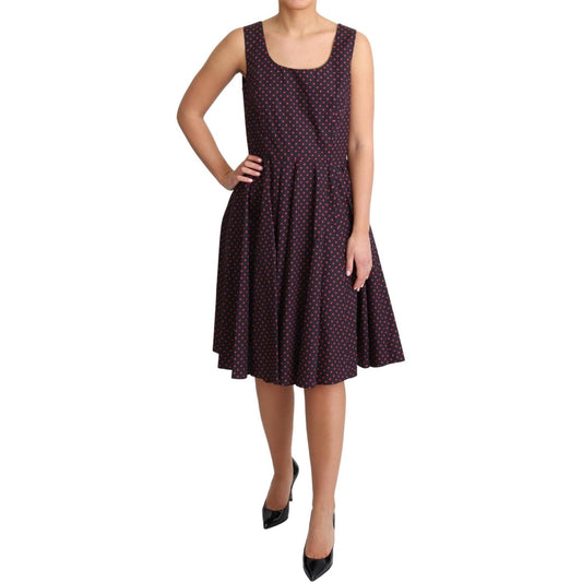 Dolce & Gabbana Red Blue Polka Cotton A-Line Gown Dress DR2762-42