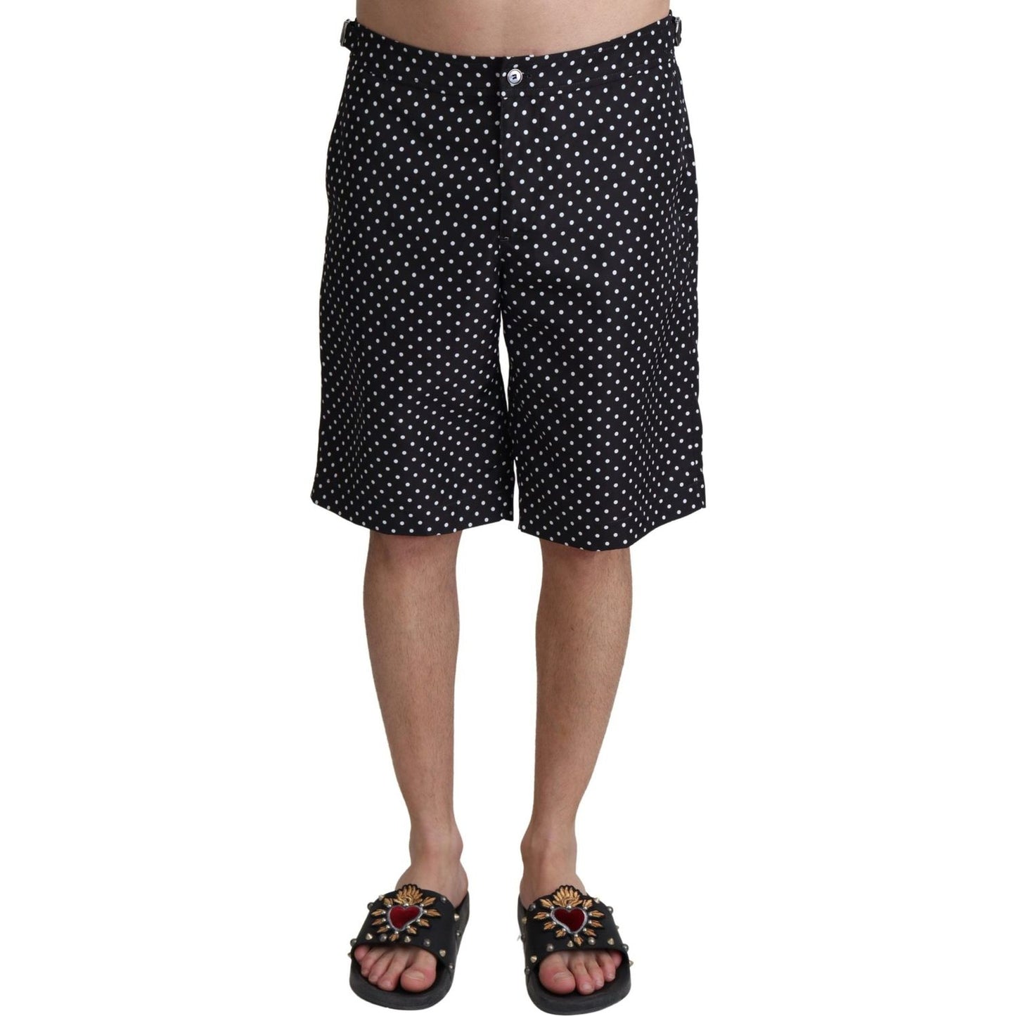 Dolce & Gabbana Black Polka Dots Beachwear Shorts Swimwear