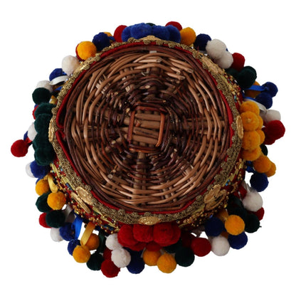 Dolce & Gabbana Multicolor Cotton Embellished Agnese Basket Tote Bag