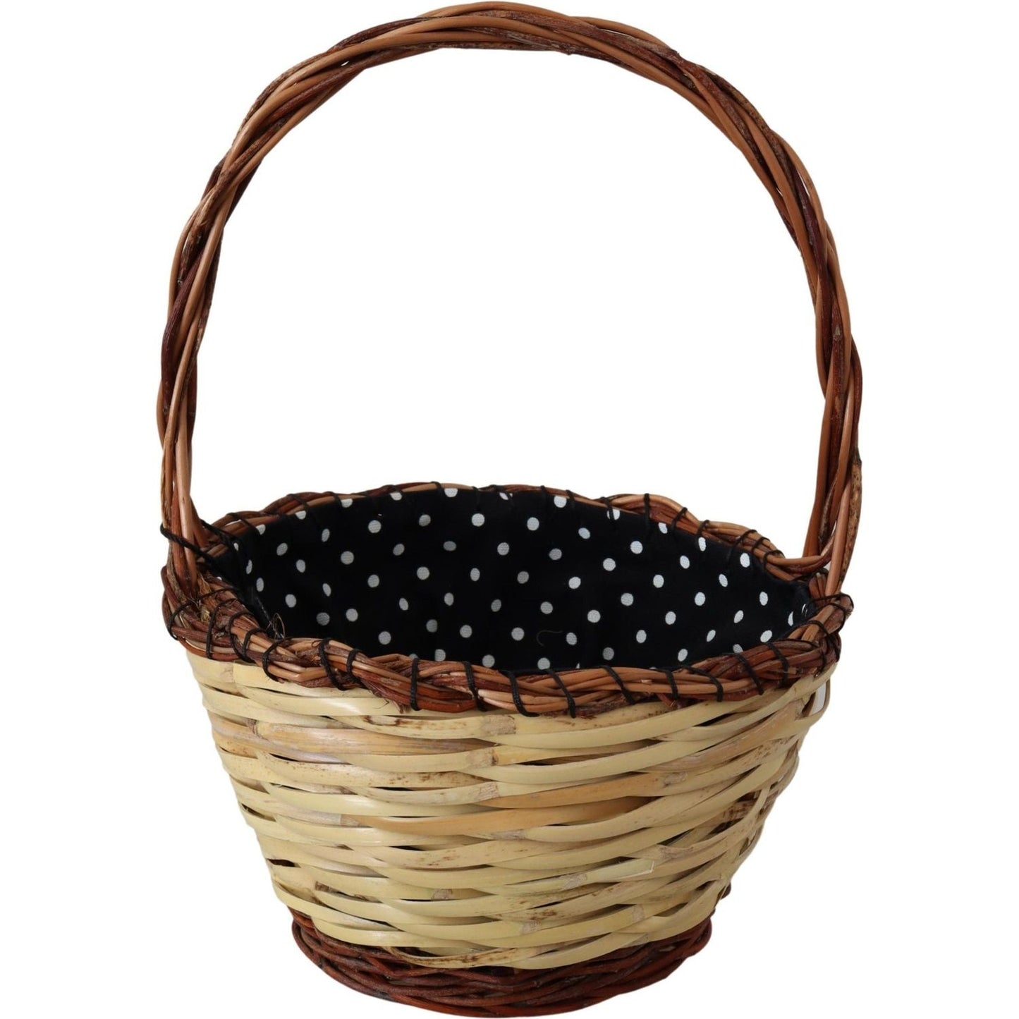 Dolce & Gabbana Beige Wood Wicker Rattan Basket Tote Bag