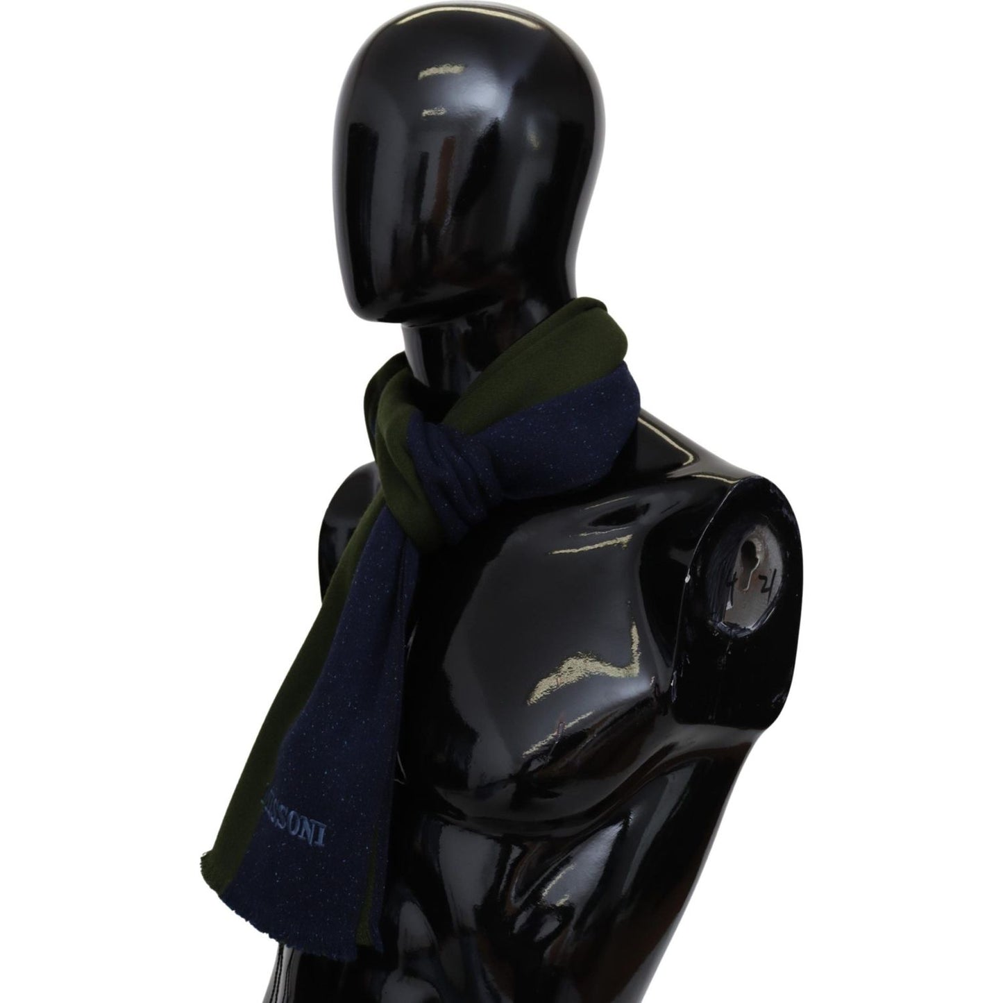 Missoni Green Striped Wool Unisex Neck Wrap Shawl Blue Missoni