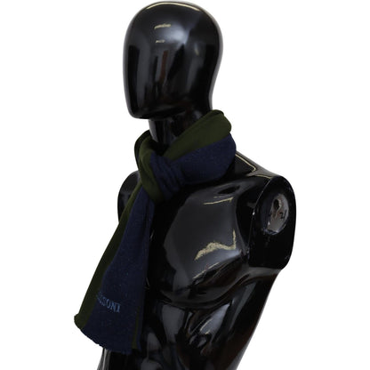 Missoni Green Striped Wool Unisex Neck Wrap Shawl Blue Missoni