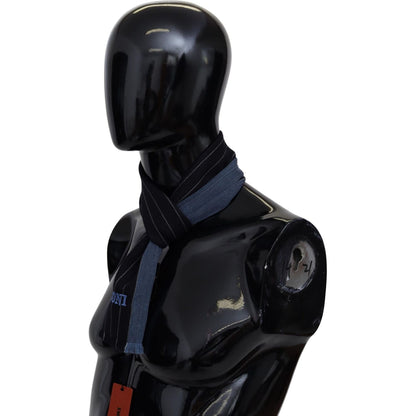 Missoni Black Blue Striped Wool Unisex Wrap scarf Missoni