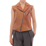 La Maison du Couturier Sleeveless Leather Couture Vest in Rich Brown Coats & Jackets La Maison du Couturier Rosy Brown