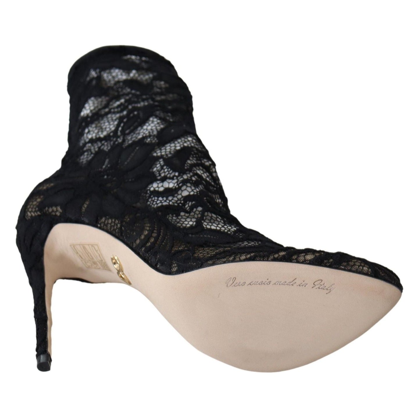 Dolce & Gabbana Black Lace Taormina High Heel Boots Shoes LA8977-36.5