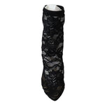 Dolce & Gabbana Black Lace Taormina High Heel Boots Shoes LA8977-36.5