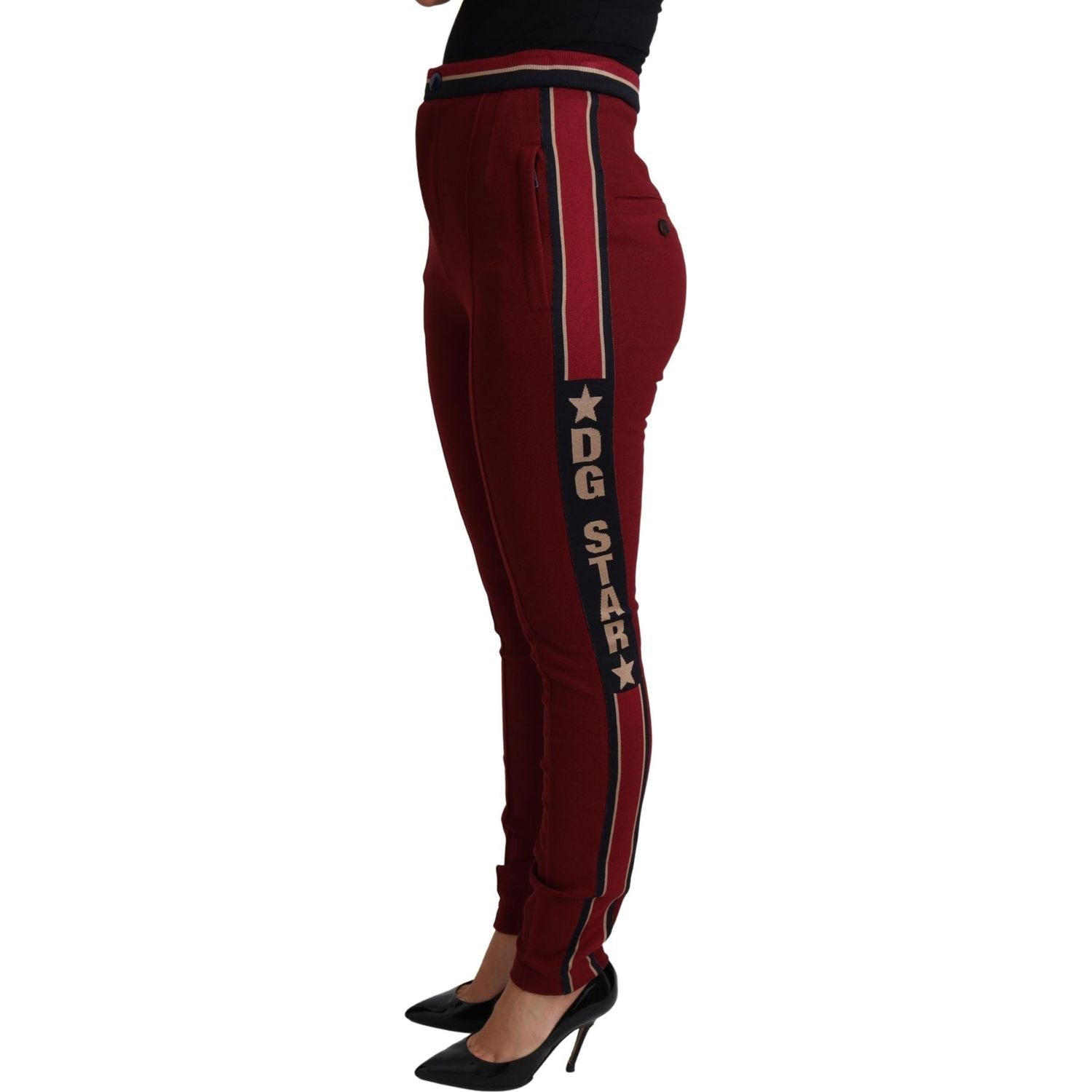 Dolce & Gabbana Red DG Star Striped Skinny Cotton Pant
