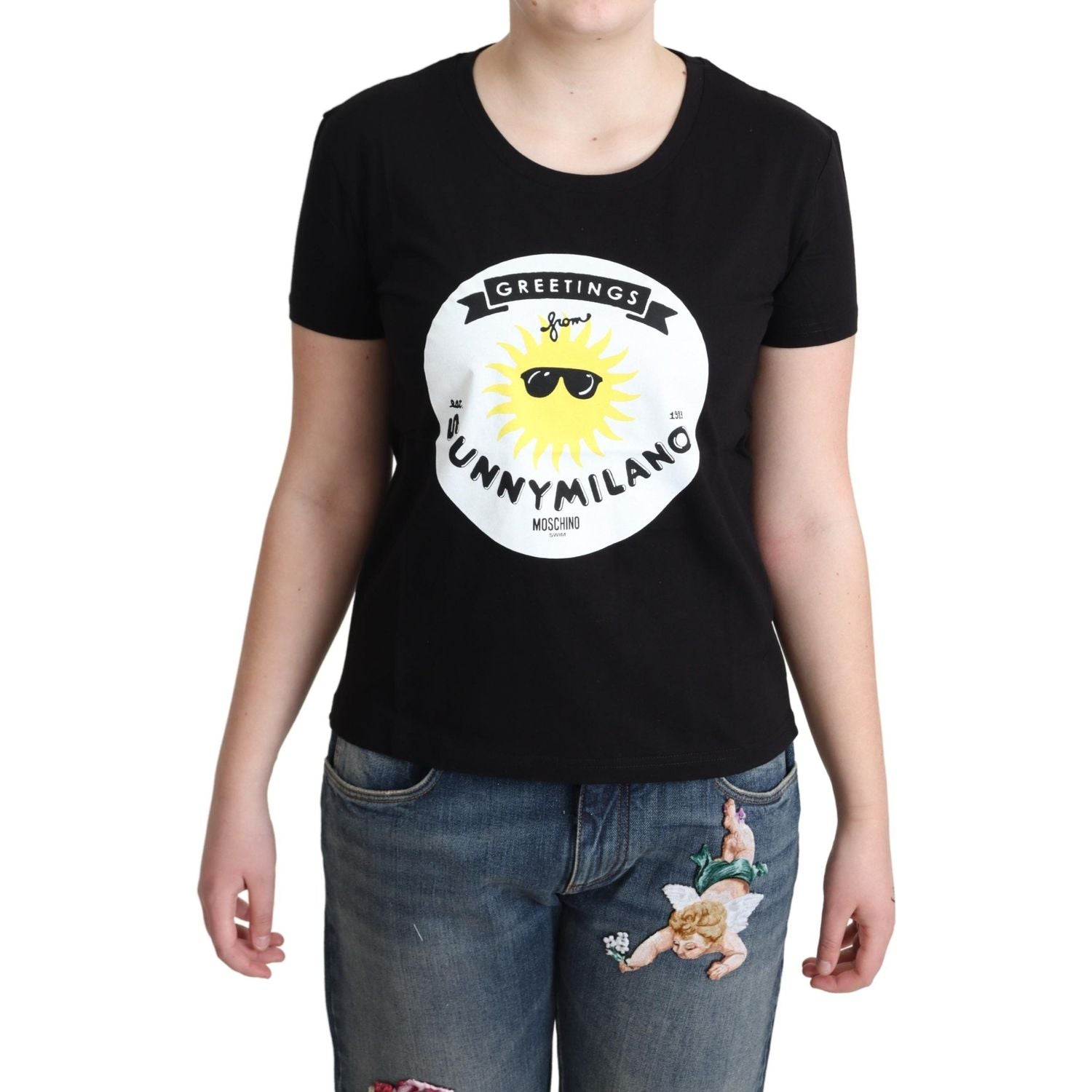 别致的 Moschino 棉质 T 恤，带米兰印花