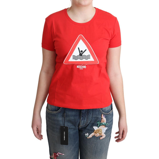Moschino Red Cotton Swim Graphic Triangle Print T-shirt TSH5081-42