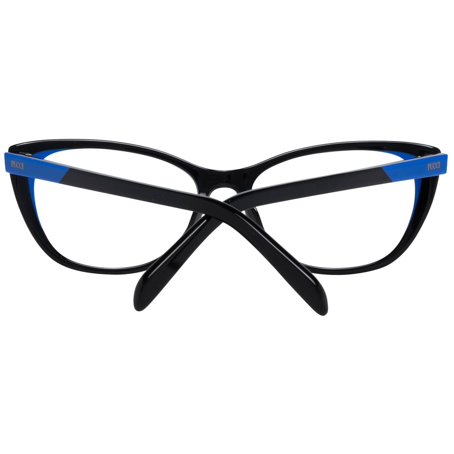 Emilio Pucci Black Plastic Glasses (Frames) for women, full-rim with a size of 55-16-140, featuring a stylish black plastic frame.