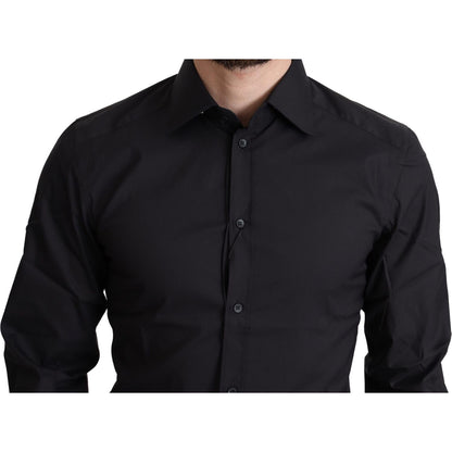 Dolce & Gabbana Black Cotton Blend Formal Dress Shirt